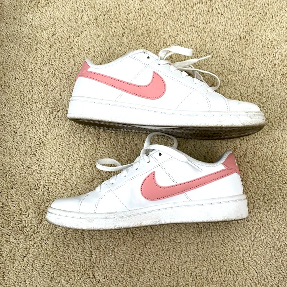 Cute pink and white Nike shoes